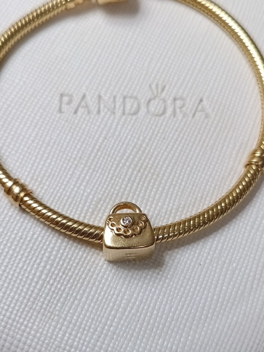 Pandora 14k Gold & Diamond Handbag Charm